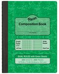 PACON Dual Ruled Composition Book, Green, 1/4" Gr, 9-3/4 x 7-1/2 in