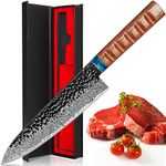 Home Safety Chef Knife- AG10 Steel 67 Layer Damascus – 8 inch Sharp Blade, Superior Performance, Ultra Versatile Kitchen Knives