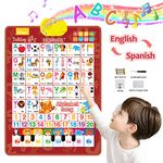 Ploura Bilingual Learning Toys for Toddlers 3+ / Spanish Learning Toys for Toddlers 3+ / Talking Alphabet Poster with Piano & Songs