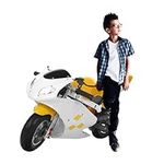 Kids Motorcycles,49cc 2-Stroke Engine Ride-On Mini Kids Motor with Off-Road Tire & Dual Headlights&Dise,Max Speed 20Mph & Load 170lbs Pocket Bike,Ideal Gifts for Ages 6+ (Yellow Cube)