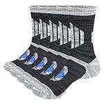 OUYJIA 5 Pairs Men's Cotton Cushioned Work Boot Socks Breathable Black Walking Moisture Wicking Socks Athletic Sports Socks 10-13