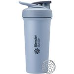 BlenderBottle Strada Sleek Shaker Cup Insulated Stainless Steel Water Bottle with Wire Whisk, 25-Ounce, Dusty Blue