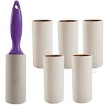 LACOPINE Lint Rollers Set for Clothes Furniture, Clothing, Carpet, Pet Hair Removal and More, 1 Handle with 5 Refills, 180 Total Sheets (Purple)