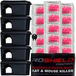 Roshield Black Tamper-Proof Mouse Bait Boxes & 15 Pasta Sachet Mice Killer Kit | Safe Control Around Children & Pets (150g Pack)