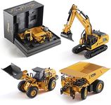 Top Race TR-123D Diecast Construction Excavator, Dump Truck and Front Loader Models-Toys in Beautiful Gift Box Packaging-Kids Adults Ages 3 + (123D Set 3)