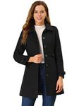 Allegra K Women's Single Breasted Long Outwear Winter Coat with Pockets Black Small