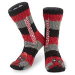 Marvel Mens Slipper Socks, Bed Socks with Sherpa Lining Non Slip - Mens Gifts (Red/Grey)