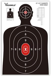 Highwild Shooting Range Silhouette Paper Target - 23X35 Inches - Suitable for Handguns, Rifles, Airguns, BB Guns (5 Pack, White & Black)