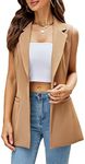 Kedera Women's Long Sleeveless Duster Trench Vest Casual Lapel Office Blazer Jacket Brown