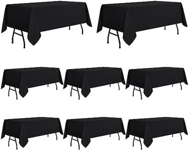sancua 8 Pack Black Tablecloth 60 x 84 Inch, Rectangle Table Cloth for 4ft Tables - Stain and Wrinkle Resistant Washable Polyester Table Cover for Dining Wedding Banquet Party Buffet Restaurant