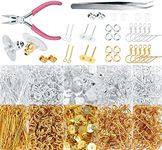 DIY Crafts 45 Gram, Antique Gold, Earring Making Kit Supplies Earring Hooks, Earring Post, Earring Backs, Jump Rings, Eye Pin Jewelry Pliers Tool for Earring Kit Earring Making Un