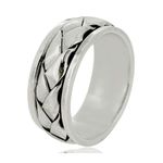 Treasure Bay MENS 8MM Wide Celtic Braided 925 Sterling Silver Spinner Band Ring Meditation Stress Relief Ring - Available in Sizes: P - Z (Z)