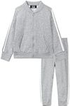 LittleSpring Toddler Boys Athletic Outfits Cotton Zipper Jacket and Jogger Set Gray 4T