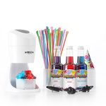 Shaved Ice Machine and Syrup Party Package | Includes S900 Shaved Ice Machine, 3 Ready-to-Use Pints of Syrup, 25 Snow Cone Cups, 25 Spoon Straws, 3 Black Bottle Pourers, & 2 Round Block Ice Molds