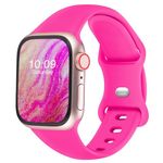 CREFORT Sport Bands Compatible with Apple Watch 38mm 40mm 41mm 42mm 44mm 45mm 46mm 49mm for Women Men, Soft Silicone Accessory Strap Wristband for iWatch Series 10 9 8 7 6 5 4 3 2 1 SE Ultra Hot Pink