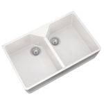 Liquida BT64WH 2.0 Bowl Butler Inset Or Undermount Gloss White Kitchen Sink