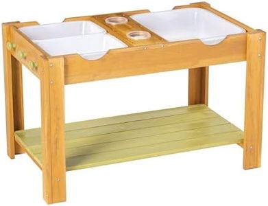 MindWare Sensory Sprouts Sensory Table, Sturdy Wooden Activity Table with 3 Sensory Bins, Cups and Hooks for Tactile Play, Indoor or Outdoor Use for Kids Ages 3+, Sensory Play Gift for Kids