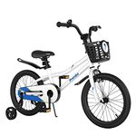 BABY JOY Kids Bike, 18 Inches Children Bikes for Boys Girls Age 3-8 Years w/Training Wheels, Handbrake, Coaster Brake & Removable Basket, Kids Bicycle of Multiple Colors