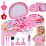 Kids Makeup Kit with Mirror - Real Washable Make up Set for Little Girls , Play Makeup for Toddlers Children Princess Dress Up Christmas Birthday Gifts Toys for 3-12 Year Old Girls
