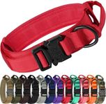 Joytale Tactical Dog Collar with Handle, Heavy Duty Military Dog Collar with 2 Patches for Training, Adjustable Tactical Collars for XLarge Dogs, Red, XL