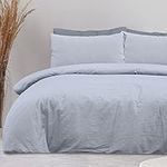 Sleepdown 100% Pure Cotton Plain Dye Grey Duvet Cover Quilt Pillow Cases Bedding Set Soft Easy Care - King (230cm x 200cm)