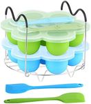 ROTTAY Silicone Egg Bites Molds and Steamer Rack Trivet with Heat Resistant Handles Fit Instant Pot Accessories, 7pcs set for 6qt & 8qt Electric Pressure Cooker With 2 Spoons and Silicone spatula