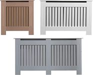 AVC Designs Kensington Radiator Cover Modern MDF Wood White Grey Vertical Slat Living Room Bedroom Hallway Cabinet (Small White)