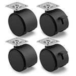 RAVN HAMAN Set of 4 Furniture castors 50 mm - Transport castors with brake up to 30 kg per wheel - Wheels for indoor furniture - Heavy duty castors - Swivel castors with low rolling resistance