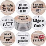 Enkore Coasters for Drinks Absorbent - Funny Sayings Coaster Set 8 Pack with Cork Backing, Ceramic Prevent Water Damage to Wooden Furniture