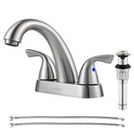 PARLOS 2-Handle Bathroom Sink Faucet with Drain Assembly and Supply Hose Lead-free cUPC Lavatory Faucet Mixer Double Handle Tap Deck Mounted Brushed Nickel,13598