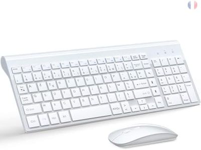 TopMate Ensemble Clavier et Souris sans Fil Ultra-Mince, 2.4G Silent Compact Clavier de Souris 2400DPI Pleine Taille, Clavier avec Couvercle, Piles 2 AA et AAA, pour PC/Laptop/Windows/Mac - Blanc