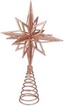 jojofuny Glittered Christmas Tree Topper, Metal Star Tree Topper Xmas Tree-top Decor Rose Gold