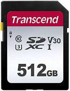 Transcend High Speed 512GB SDXC Memory Card for Digital Cameras, Images & Videos, Car Radio, Class 10, UHS-I U3, Video Speed Class V30 for 4K Ultra HD TS512GSDC300S-E (Eco-Friendly Packaging)