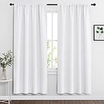 Window Decor Kitchen Curtain Drapes - 50% Blackout Thermal Insulated Curtains Set Rod Pocket Energy Saving for Bedroom Kitchen Livingroom Dining, 42 Wide x 72 Long, Pure White, 2 Panels