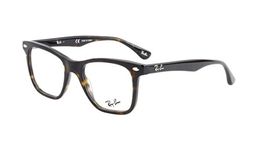 Ray-Ban RX5248 Rectangular Prescription Eyeglass Frames, Dark Havana/Demo Lens, 51 mm