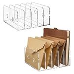 MerryNine Mail Organizers for Desk, 2 Pcs Acrylic Clear Mail Sorter Organizer, Thickened Letter Holder for Desk, Desk Mail Organizer Rack, Holds Envolope Document Postcard for Office (5 Compartments)