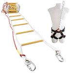 ISOP Emergency Fire Escape Rope Ladder for 3-4 Story Homes 32 ft (10 m) Safety Ladders with Spring Hooks & Security Belt - Patented - Evacuation Ladder