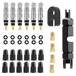 Oumers Bicycle 36PCS Presta Valve Sets, Presta Valve Core Bike Valve Caps Presta to Schrader Bike Valve Adapter 2-in-1 Presta Valve Core Tool Valve Core Wrench O-Circle Portable Storage Box