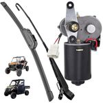 ELEFOCUS 12V 30W Electric Windshield Wiper Motor Kit Compatible with Polaris Ranger - 90° Sweep, Fiberglass Skeleton Wiper Blades