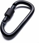 Aluminum Alloy Carabiner Heavy Duty D Ring Clip Hook Locking Carabiner D Shape Keychain Camping Accessories for Outdoor, Fishing, Hiking, Traveling, Fishing, Backpack （Black)