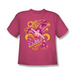 DC Comics Youth Size Wonder Woman SAVE ME Kids Hot Pink T-shirt, Youth Small (6-8)