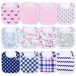 Organic Cotton Baby Bibs - Neutral Design, Ultra-Soft and Absorbent, Side Snap for Easy Removal, Adjustable Sizes, Reusable, Ideal for Drooling, Teething, and Feeding,12-Pack