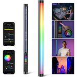 Neewer TL60 RGB Tube Light, Full Color RGBWW Photography Handheld LED Video Lighting Wand Stick Supports APP/2.4G/DMX Control, 7 Pixel Effects 18 Scenes, 2500K-10000K CRI97+ TLCI98+, 3000mAh Battery