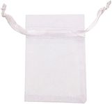 ATCG 100pcs 2x2.7 Inches Mini Organza Bags with Drawstring for Rings, Little Earrings, Jewelry Pieces, Wedding Favors Party Fovours Small Cute Organza Pouches (White)