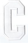 C Letter Tall 4.5 Inch Captain Patch Iron On White Alphabet Text Embroidered for Hat Shirt Jacket Clothing Backpacks Jeans Cap A442