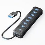 7 Port USB Hub 3.0, Iamaker Data USB 3.0 Hub, 5Gbps Fast Data USB Adapter Multi USB Port Hub for Laptop, PC, Flash Drive, Printer, Keyborad and More-Electronic Gifts for Holiday Christmas Xmas