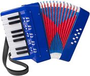 Accordion, 17 Keys Piano Accordion 8 Bass with Straps for Beginners Kids Student Educational Musical Instrument (Blue)