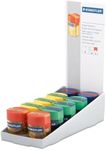 STAEDTLER 512 006 Round Double-Hole Tub Sharpener for Graphite & Colour Pencils up to 10.2mm Diameter - Assorted Colours (Pack of 10)