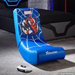 X-Rocker Official Marvel Spider-Man Video Rocker Gaming Chair for Juniors, Folding Rocking Seat Spiderman Licensed Console Gaming Seat, Faux Leather Chair for Children Hero - Spider Man Edition BLUE