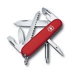 Victorinox Hiker Swiss Army Knife, Medium, Multi Tool, 13 Functions, Blade, Wood Saw, Red